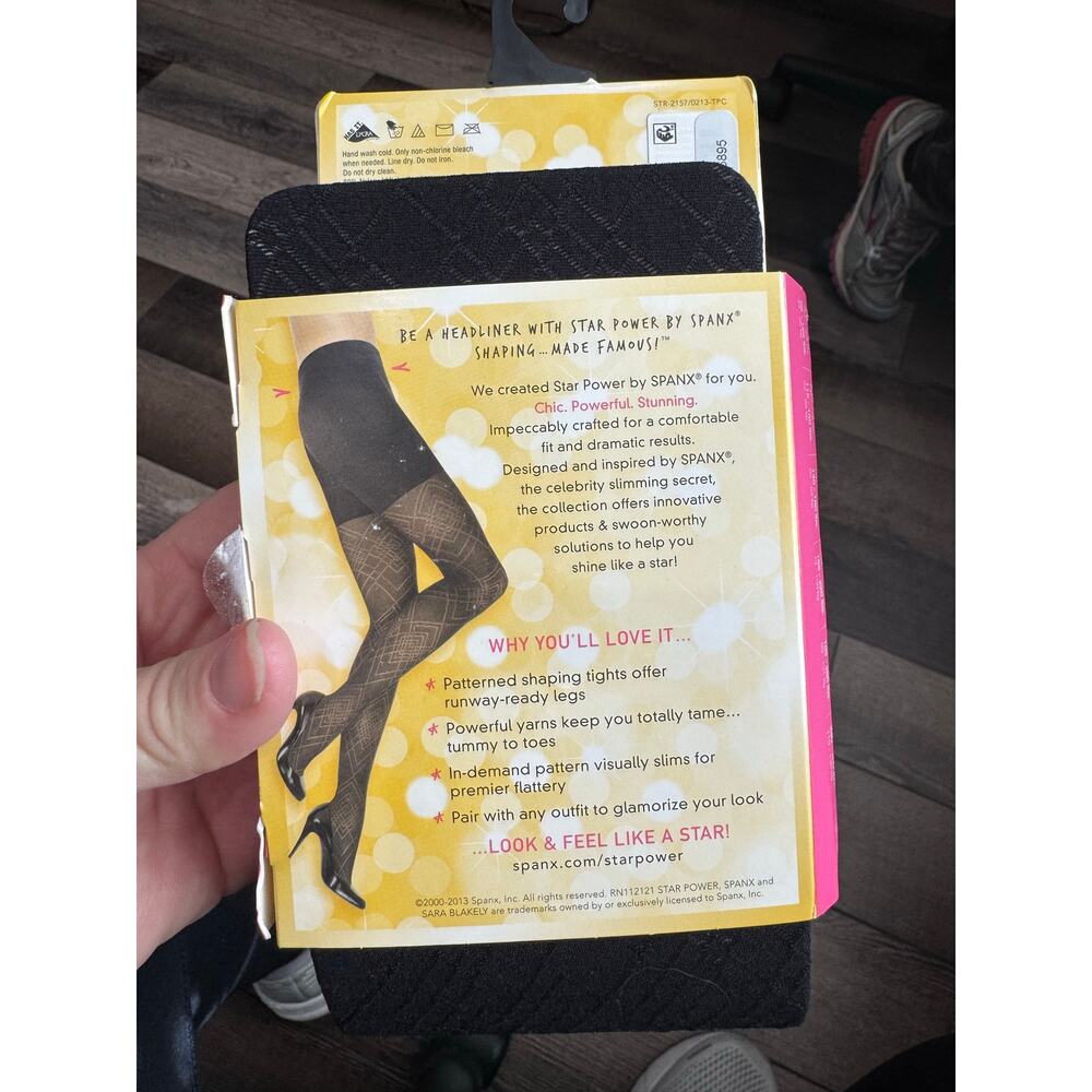 Star Power by Spanx Diamond Daze Shaping Tights Size A BLACK